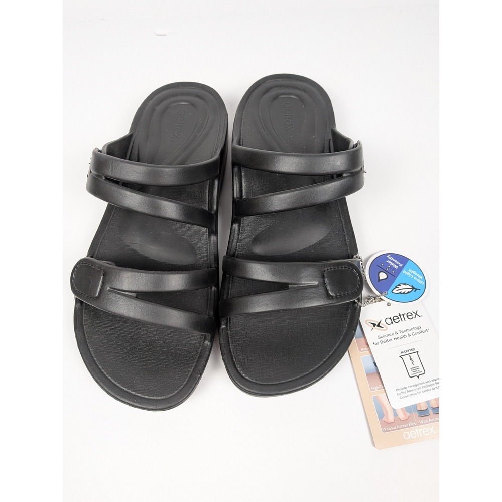 NEW Aetrex Orthotic Flips Janey Sport Slides Size 11 Women Color Black Brand New